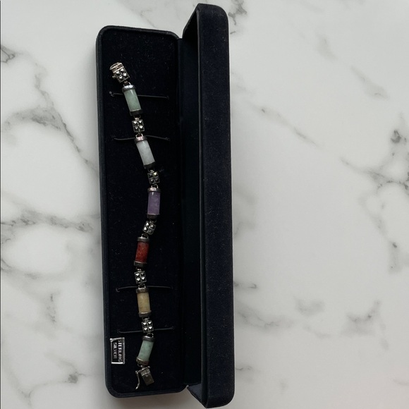 Vintage MF 925 Sterling Silver Multi-Stone Marcasite Bracelet - Picture 7 of 7